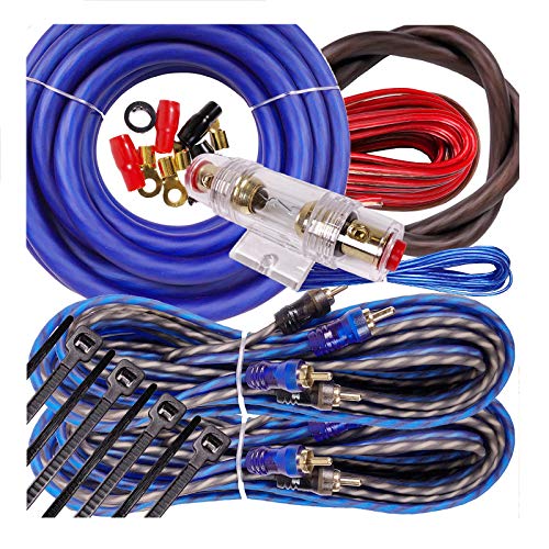 Complete 4 Channels 2500W Gravity 4 Gauge Amplifier Installation Wiring Kit Amp Pk3 4 Ga Blue - for Installer and DIY Hobbyist - Perfect for Car/Truck/Motorcycle/Rv/ATV