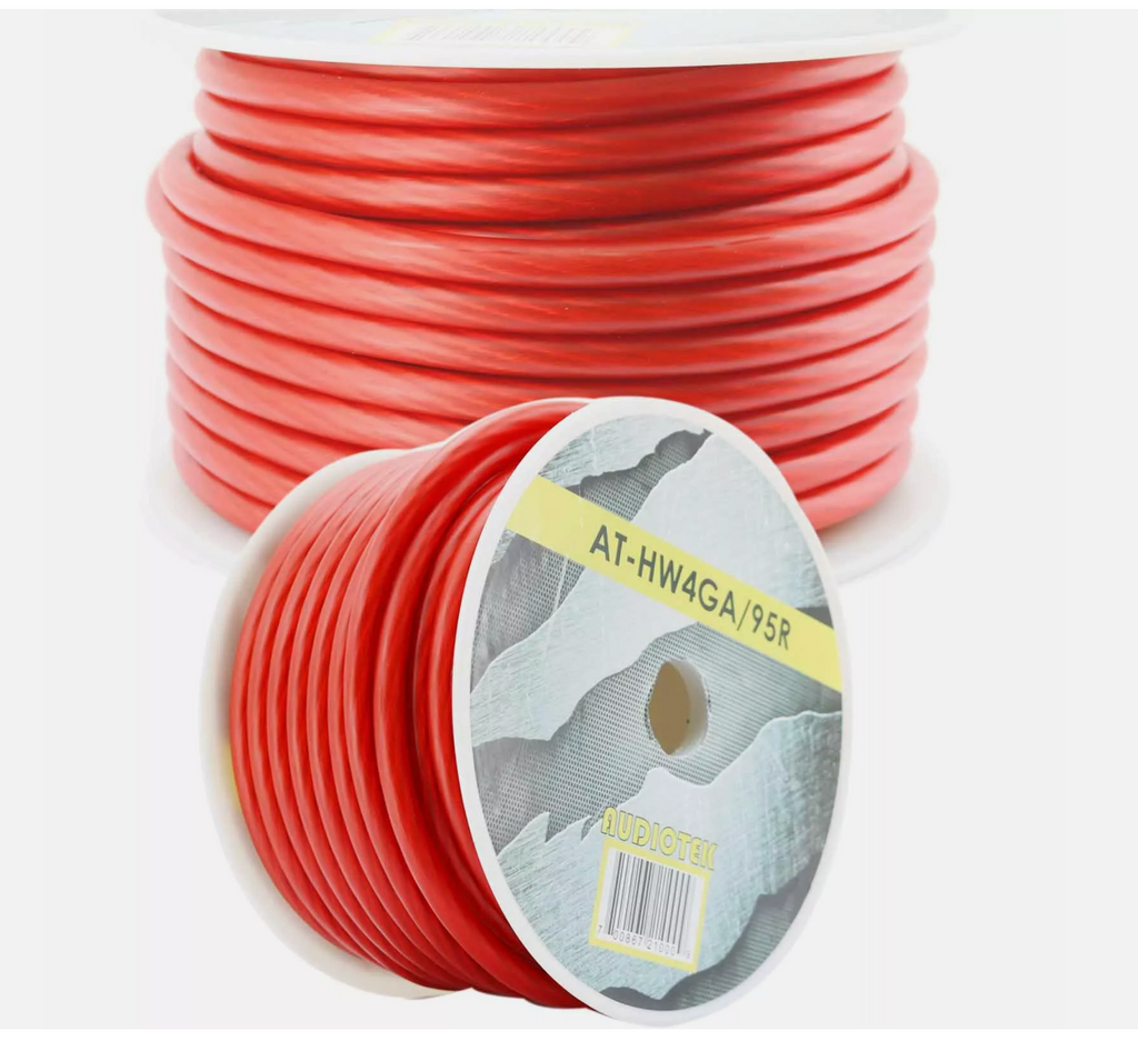 AT-HW4GA/95R: 4 Gauge 95 Feet High Performance Flexi Amp Power/Ground Cable 4 AWG Wire Red