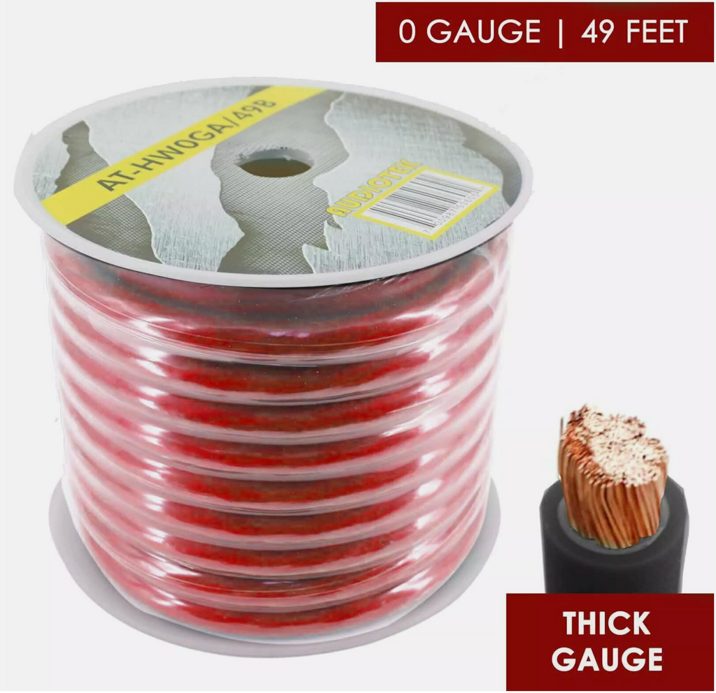 AT-0GA/49R: 0 Gauge Amplifier Power / Ground Wire 1/0 Ga Amp Cable, 49 Feet RED