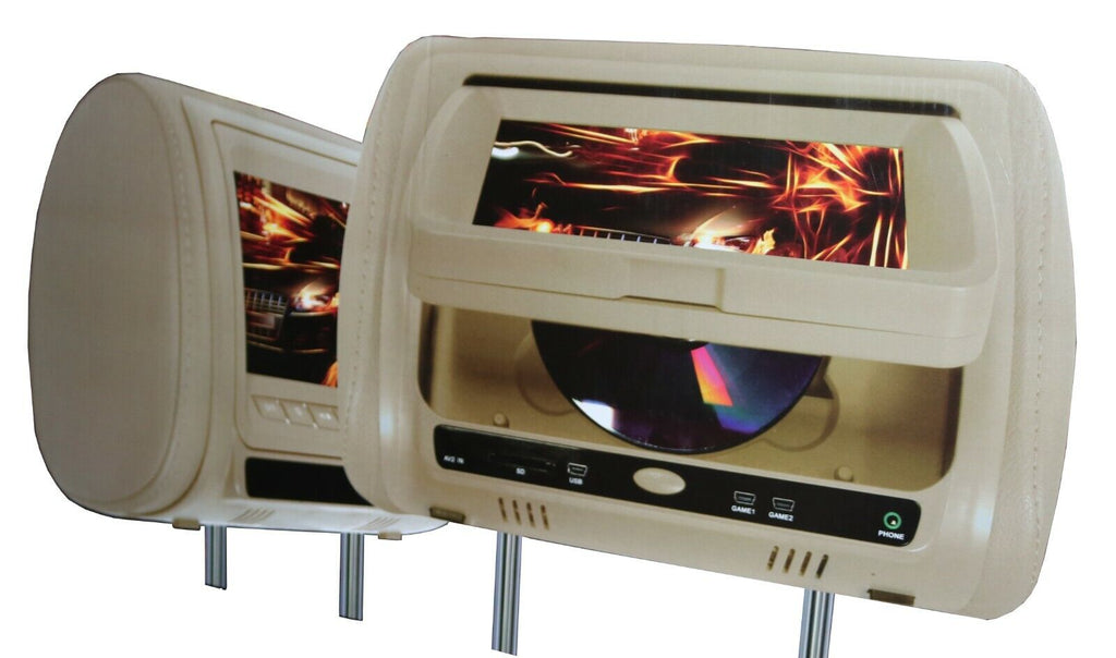 Audiotek AT-9PDV Headrest TFT LCD Monitor w/DVD USB IR FM TV SD