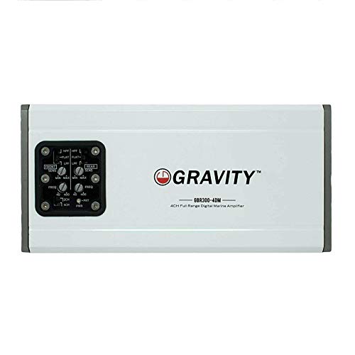 Gravity GBR300.4DM True 600-Watt RMS Micro Ultra Compact Digital 4-Channel Full Range Amplifier with RCA Stereo Input - IPX65 Waterproof - Perfect for Motorcycle, RV, ATV, Car, Boat, Marine