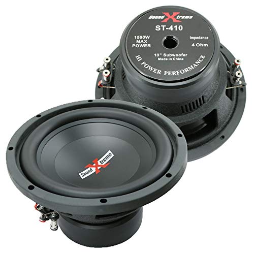 SoundXtreme Premium Elite ST-410 10 Inch Car Audio Subwoofer 1500 Watts Max Power Dual 4 Ohm Voice Coil High Power Bass Surround Sound 10" Sub Speaker System