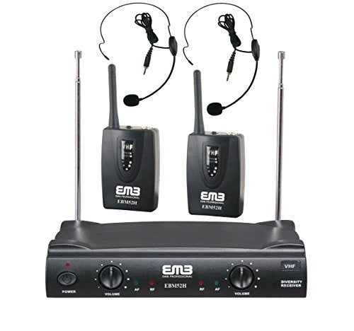 EMB VHF EBM52H Professional Dual Wireless Headset Microphone System
