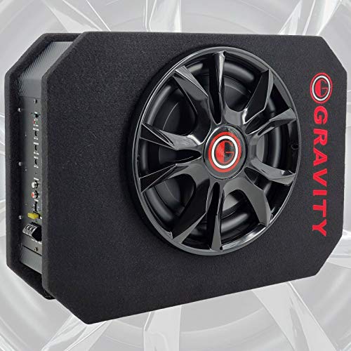Gravity GSC-W12P 1200 Watts Max Power 600W RMS 12 Inch Car Audio Compact Under Seat Slim Powered Stereo Subwoofer Enclosure 12" Elite Sub Great for All Vehicles