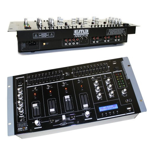 EMB MIX7UB 19" Rack Mount 4 Channel Professional Mixer w/USB, Adjustable cross faders and more