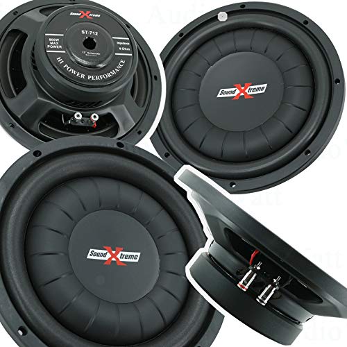 SoundXtreme ST-712 12" 4-Ohms Car Audio 1000 Watts Peak Power Handling Woofer Deep Bass 2.5" Voice Coil Shallow/Slim Power SubWoofer 35Hz to 3000Hz Frequency Response