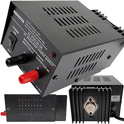 Audiotek - Output 5A Amp Mobile 13.8 Volt DC Power Supply at-PS5,Black,9.1 x 3.5 x 4.5 inches