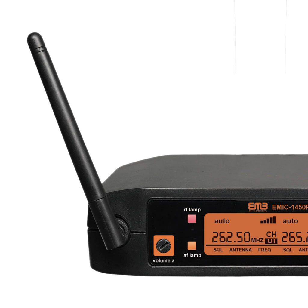 EMB EMIC1450PRO Dual VHF Wireless Handheld Microphone System w/Recharg ...
