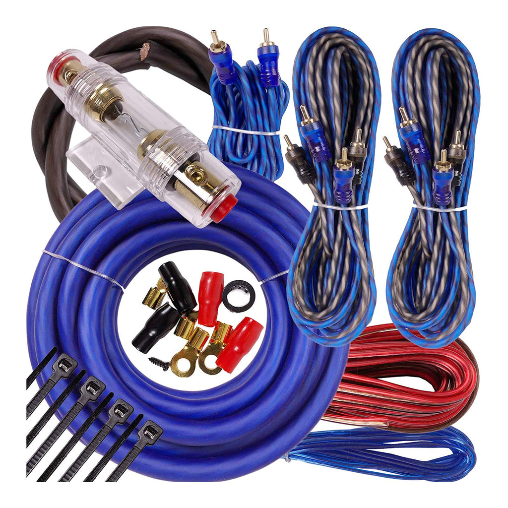 Complete 4 Channels 2000W Gravity 4 Gauge Amplifier Installation Wiring Kit Amp Pk3 4 Ga Blue - for Installer and DIY Hobbyist - Perfect for Car/Truck/Motorcycle/Rv/ATV