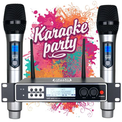 2x UHF Wireless Microphone with Receiver for Church / Karaoke w/ Bluetooth